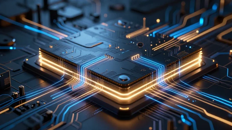 Material Science and Vibration Resistance Abstract conceptual visualization of PCB structural integrity under vibration.