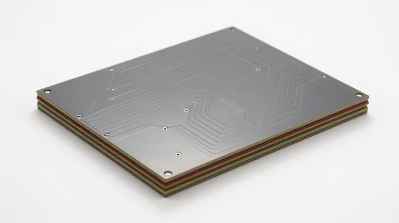 Substrate Selection for Thermal and Mechanical Stability A high-tech industrial PCB substrate with clear structural details on a clean white background.