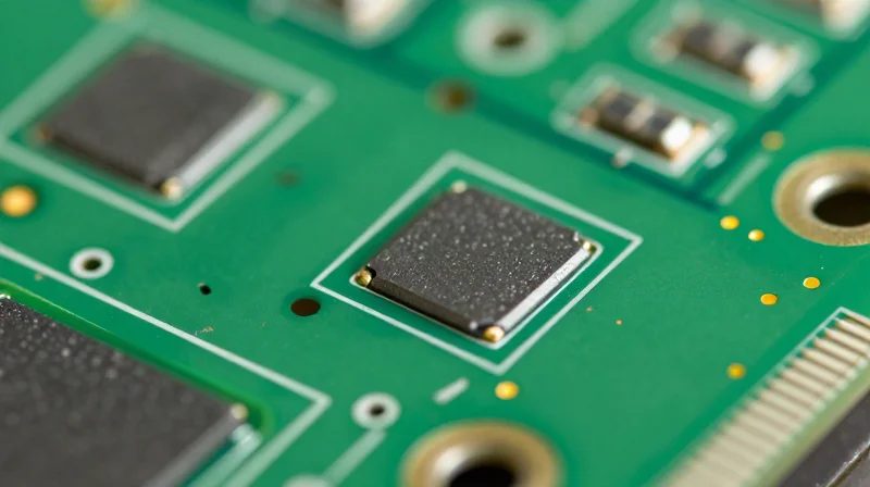 Solder Joint Integrity and Mechanical Stress Mitigation Macro detail of high-quality solder joints on a circuit board, symbolizing structural strength.