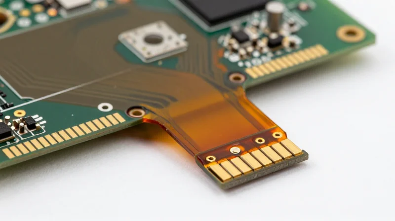 The Rise of Rigid-Flex Technology in Industrial Controls Close up of a modern rigid-flex PCB design