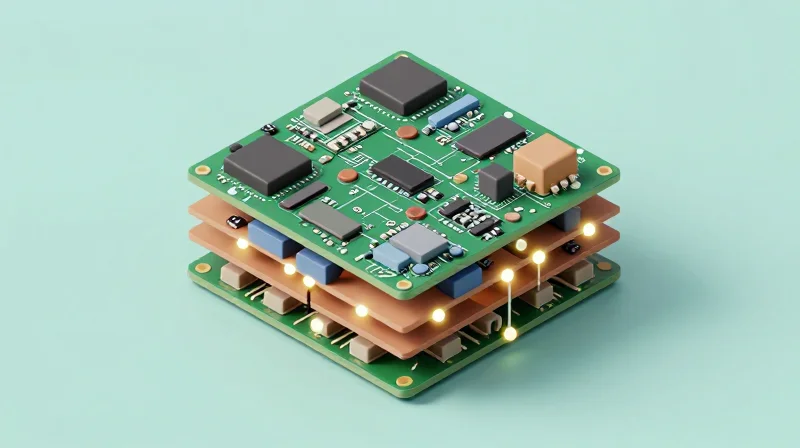 Embedded Component Tech: Maximizing Density and Thermal Control 3D visualization of embedded components in a circuit board stackup