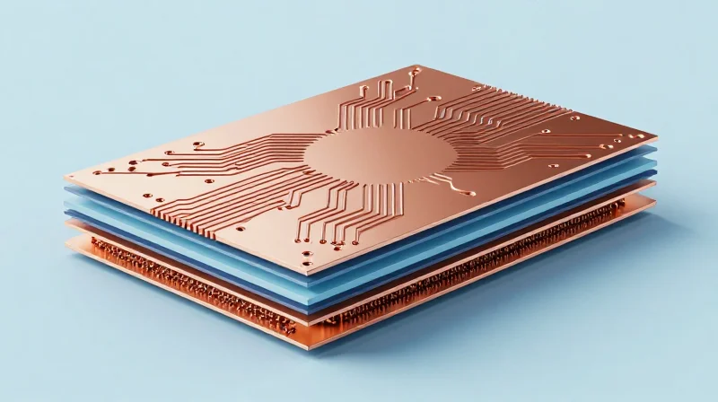 Cross section showing multi-layer PCB substrate