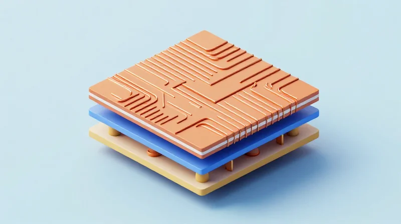 Advanced Stack-up Optimization Strategies Isometric view of a layered PCB stack-up design