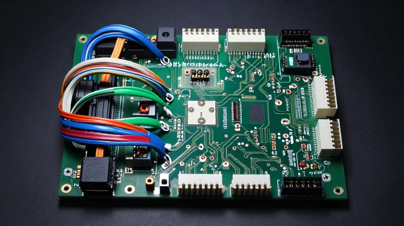 Deconstructing Traditional Rigid PCB Architectures Top-down view of complex, bulky rigid circuit boards with tangled ribbon cables and multiple interconnects on a workbench.