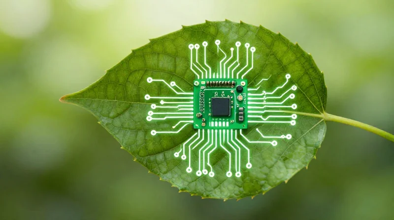 Environmental and Sustainability Benefits Conceptual image of electronics and nature, representing sustainability