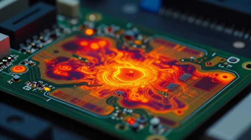 Understanding the Thermal Limitation of FR4 Thermal heatmap of an overheating FR4 circuit board with heat concentration