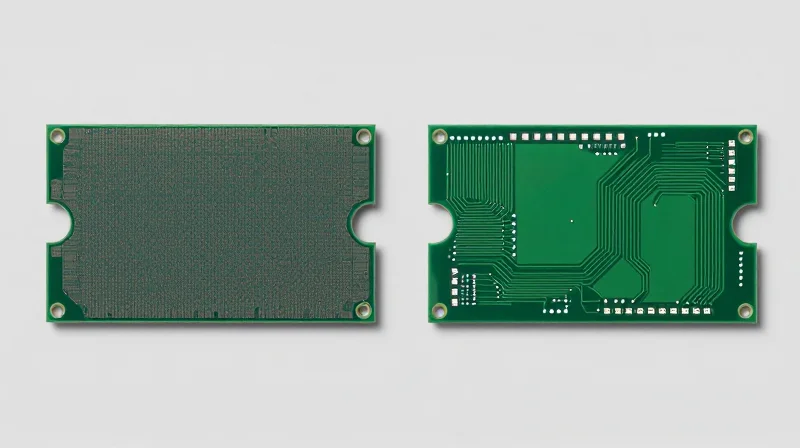 Material Science: The ROI of High-Performance Dielectrics Side-by-side comparison of standard circuit material and high-performance dielectric material in a studio setting.