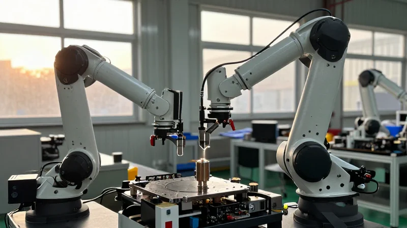 Manufacturing Process Controls: From CAD to FAB Robotic manufacturing precision process in a high-tech electronics facility