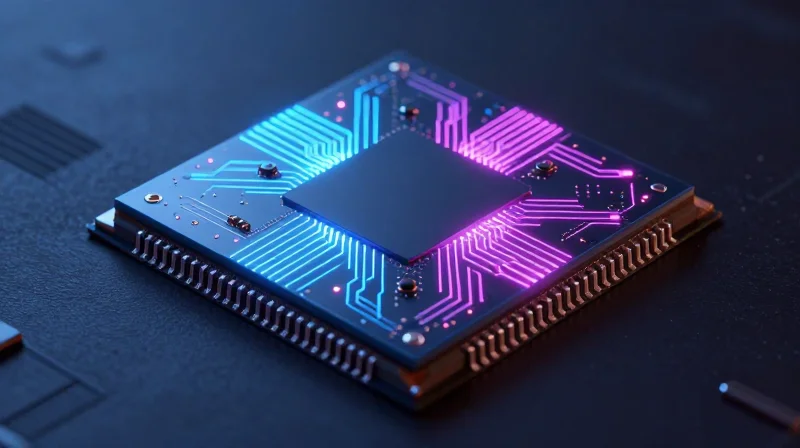The Rise of Silicon Photonics: A Paradigm Shift A conceptual image of a silicon photonics chip showing light pathways and integrated optical components.