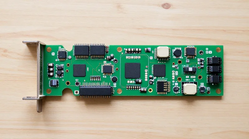 Top down view of an antenna placed at the edge of a communication gateway board.