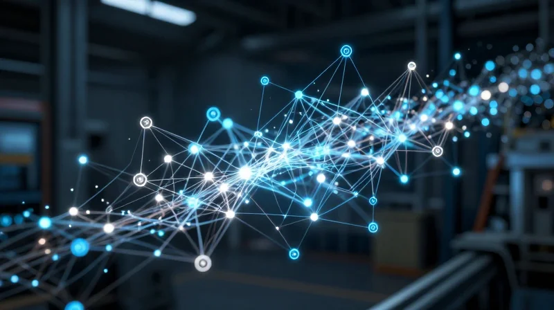 Understanding the Evolution of Industrial Connectivity Abstract representation of industrial IoT nodes and data flows