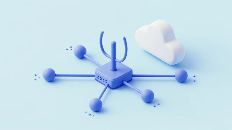 The Core Architecture of LoRaWAN Isometric view of sensor nodes connecting to a central gateway