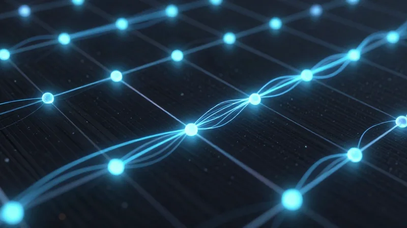 Evaluating Dielectric Consistency and Material Stability Abstract representation of signal flow and dielectric stability across a circuit board using glowing nodes.