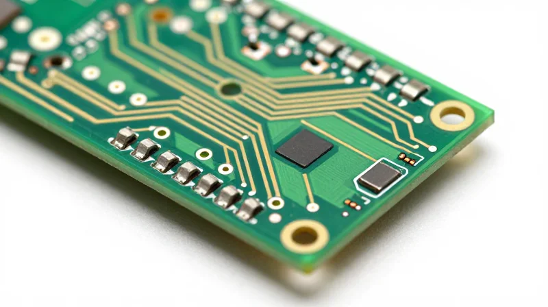 Advanced Impedance Control Capabilities Close-up of precise copper traces on a PCB for high-frequency applications, reflecting clean industrial quality.
