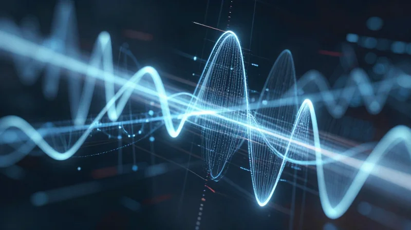 The Physics of High-Speed Interconnects Abstract visualization of electromagnetic signal propagation at high frequencies