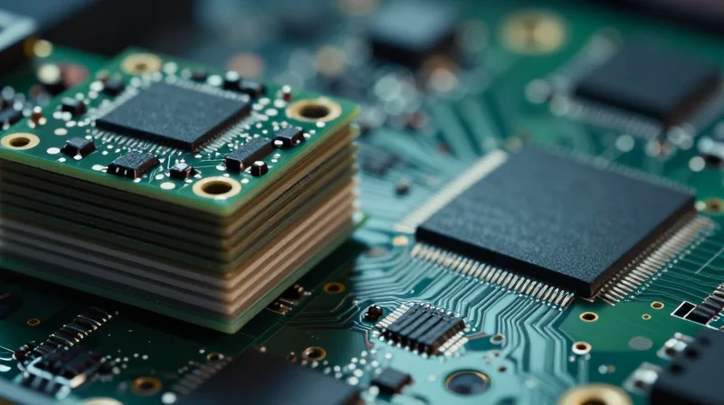 The Evolution of PCB Architecture A visual representation showing the evolution from thick traditional multilayer PCBs to thin, modern high-density circuit boards.