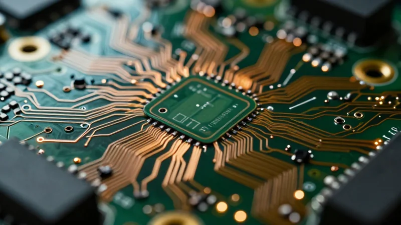 Understanding the Fundamentals of Impedance Control A close-up of a high-speed PCB showing detailed copper traces with glowing signal paths