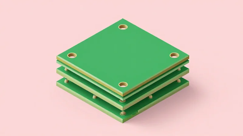 Blind and Buried Vias: Technical Fundamentals 3D cross-section view of a PCB board highlighting internal layer connections.