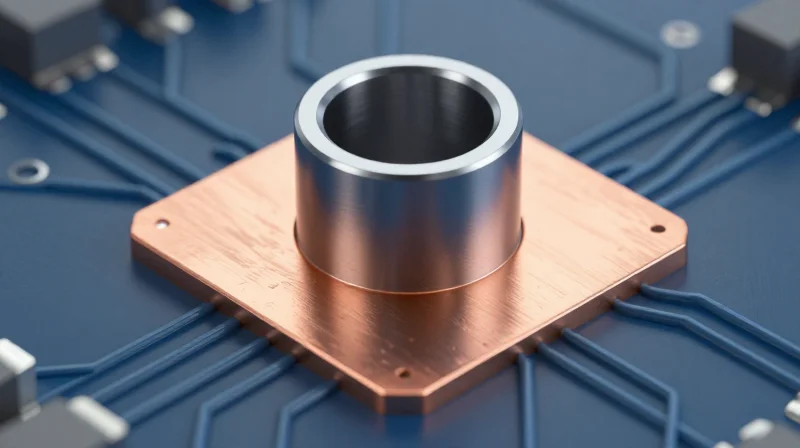 Micro-via Aspect Ratio Constraints A detailed 3D rendering of a micro-via connecting two PCB layers