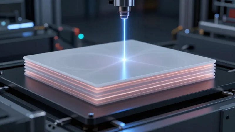 Precision Drill Depth and Registration Control Conceptual visualization of laser drilling precision on PCB layers