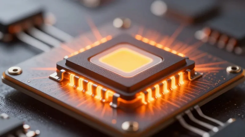 The Critical Role of Thermal Conductivity in LED Longevity Thermal management concept showing heat dissipation from an LED chip on a ceramic substrate
