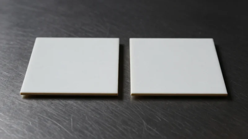 Comparing Aluminum Nitride vs. Alumina Substrates Split-screen comparison of two different ceramic material surfaces