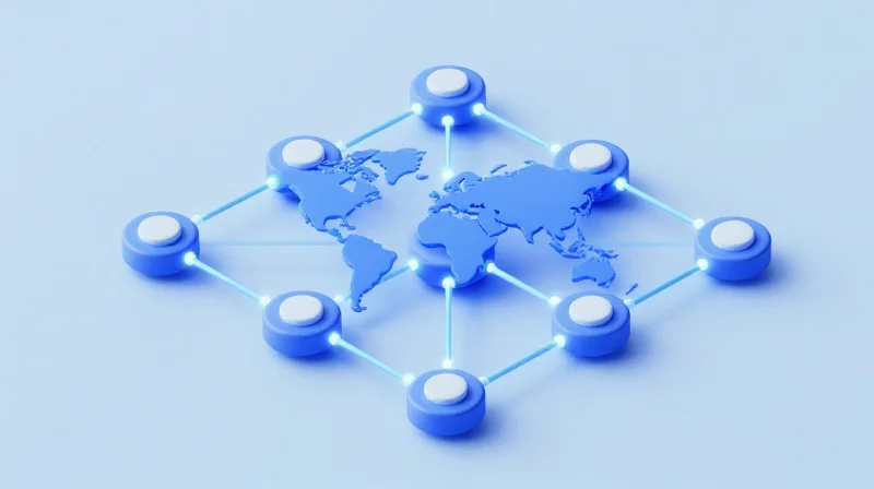 Supply Chain Stability and Future-Proofing A 3D isometric representation of a global electronics supply chain network