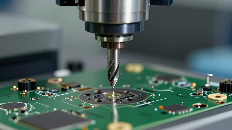 Refining Drill Parameters for Brittle Substrates A high-precision drill bit interacting with a multi-layer substrate surface.