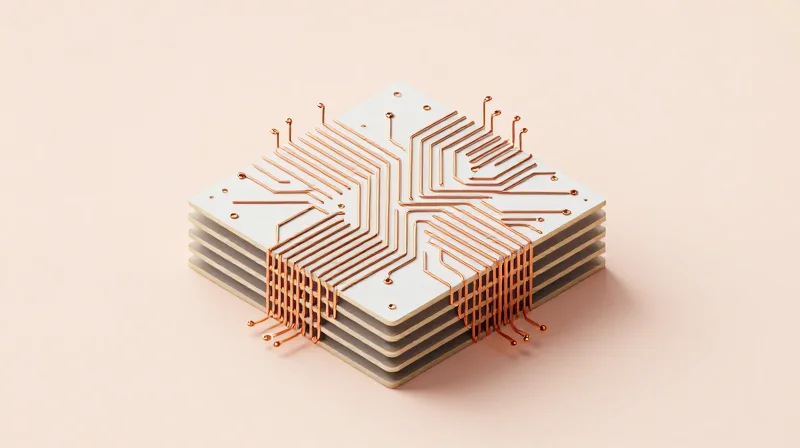 The Anatomy of High-Layer Stackup Design Isometric view of a complex multilayer PCB board highlighting the symmetry of its layers