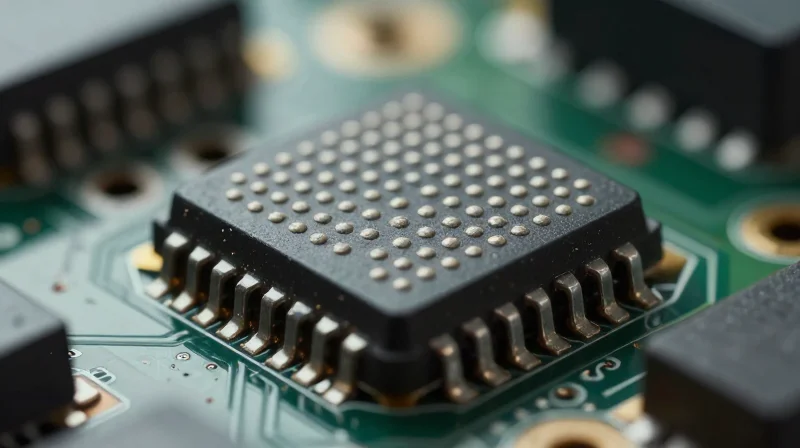 Understanding BGA Complexity and Assembly Risks A close-up view of a complex BGA component with hidden interconnects under the chip body