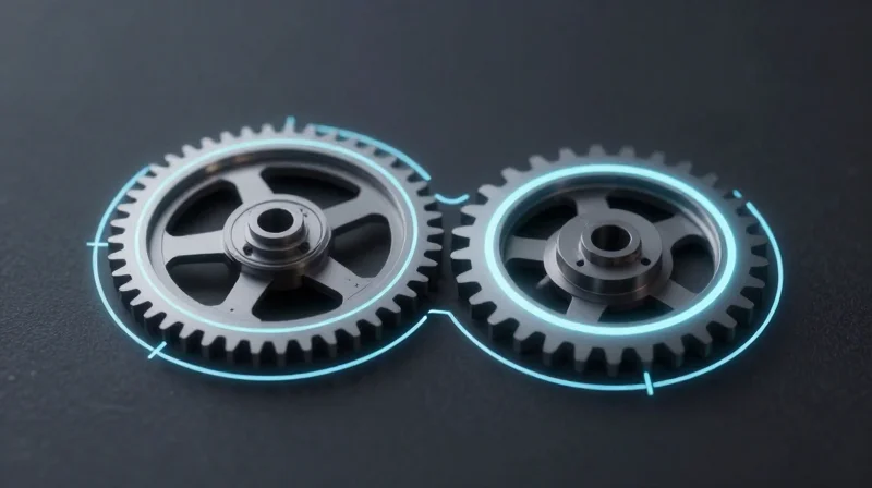 Precision Alignment and Mechanical Tolerance Analysis Abstract visualization of precise alignment between mechanical parts and tolerance zones