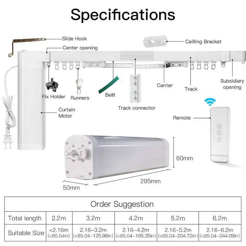 Various hardware and software components of a smart curtain control system
