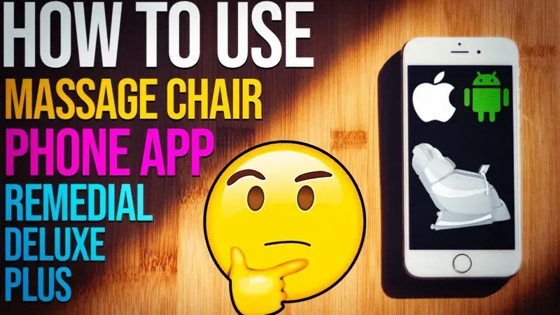 A user controlling a massage chair with a mobile app on their phone