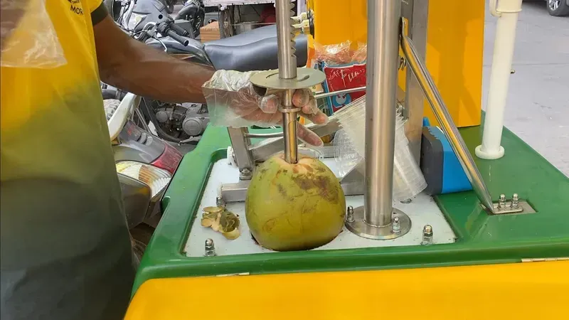 A smart coconut machine in a public space