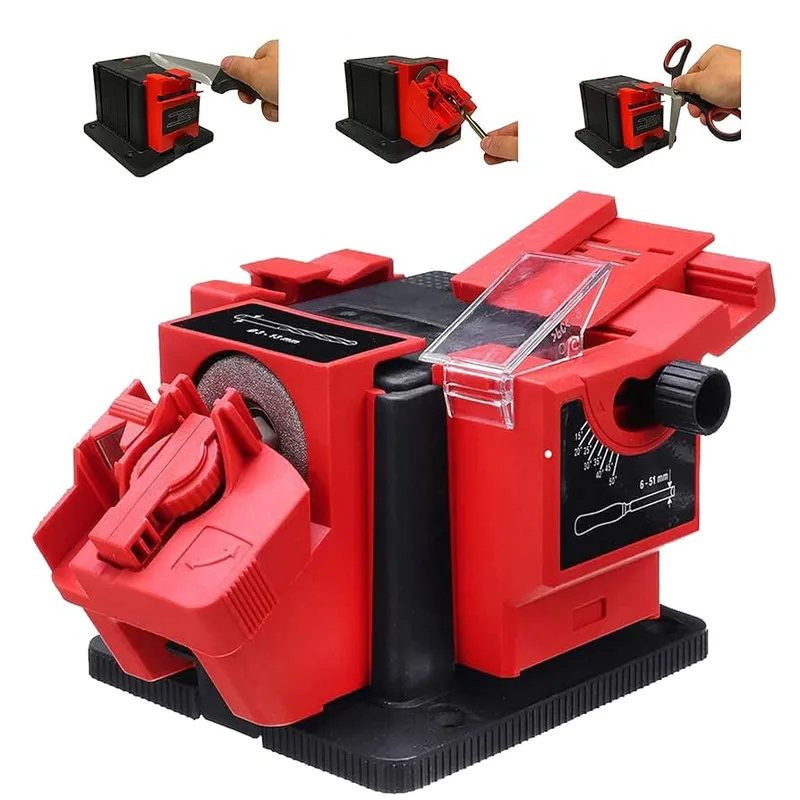 A shared multi-functional knife sharpening machine in use