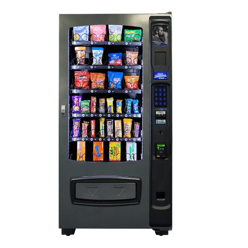 A self-service laundry detergent vending machine inside a modern laundromat