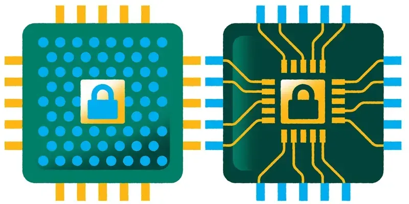 Close-up of a data encryption chip