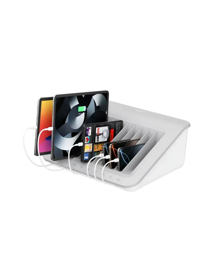 A docking station with multiple tablets
