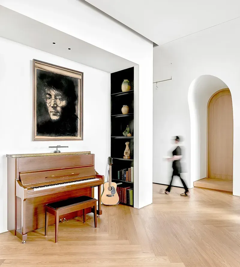 Interior view of a smart piano practice room