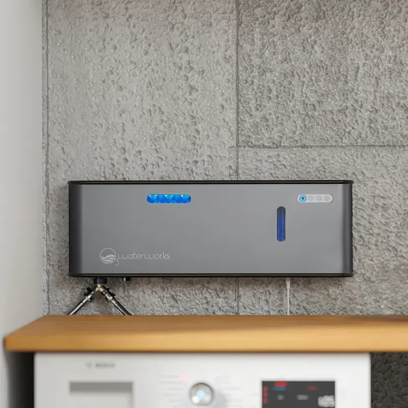 Close-up of a smart laundry system control panel
