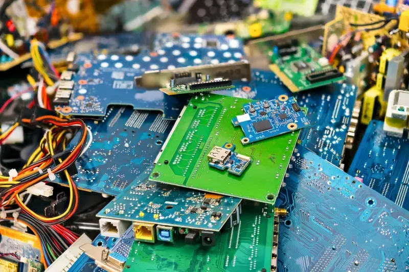 A close-up of a printed circuit board (PCB)