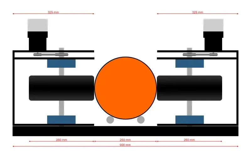 Internal components of a basketball shooting machine
