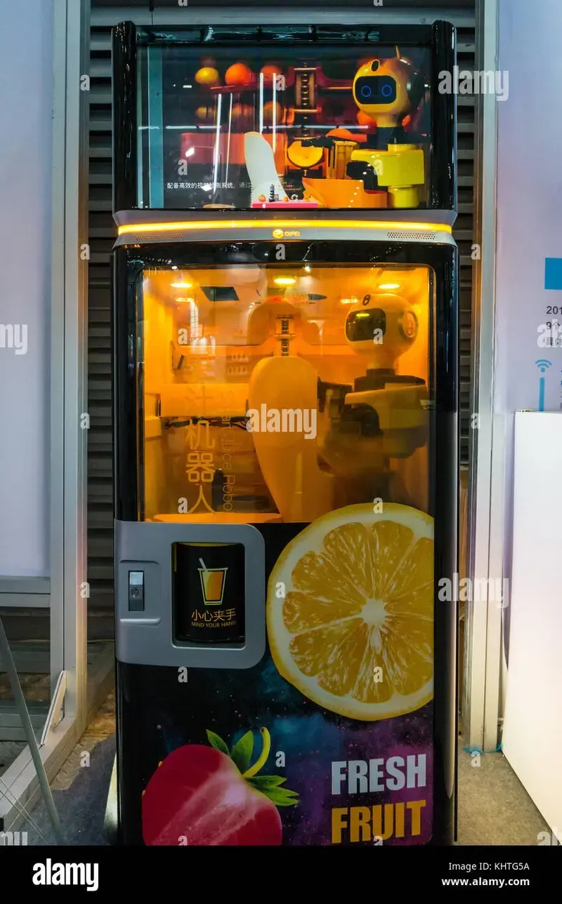 Inside view of a juicer vending machine