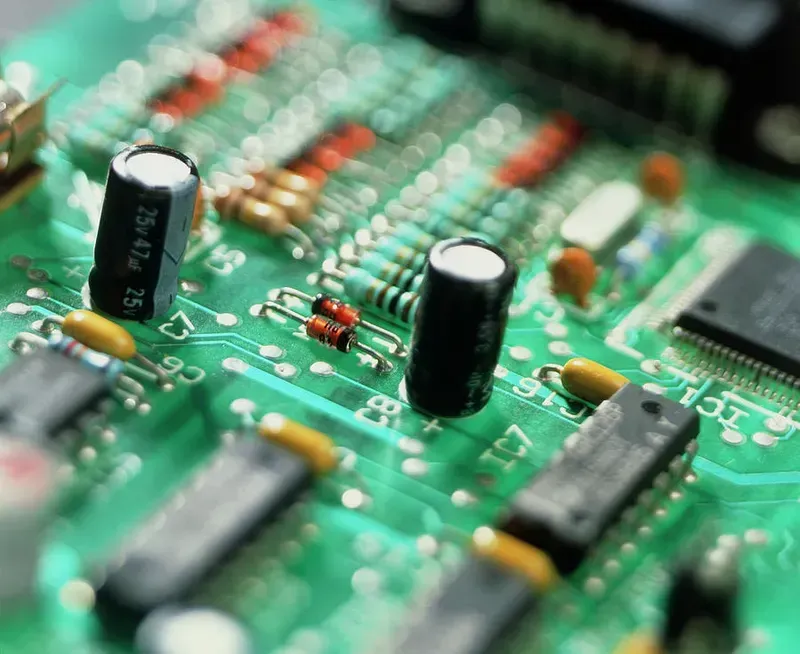 A detailed view of a PCB circuit board
