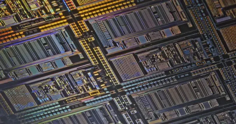 Close-up of an encrypted chip