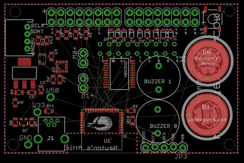 A custom PCB designed for a pinball machine