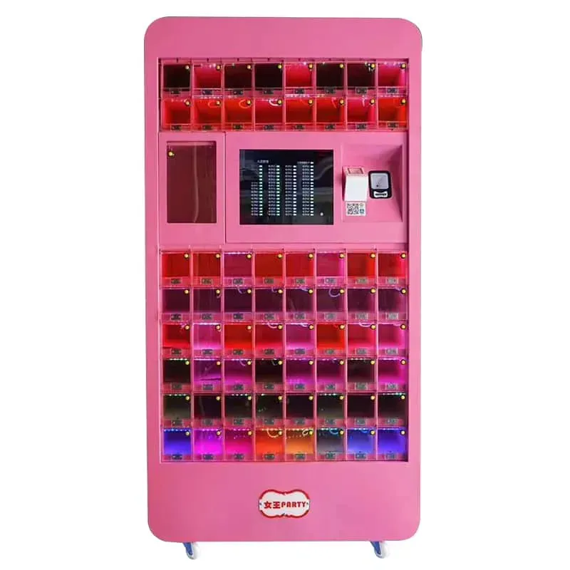 A shared lipstick vending machine showing product selection and dispensing