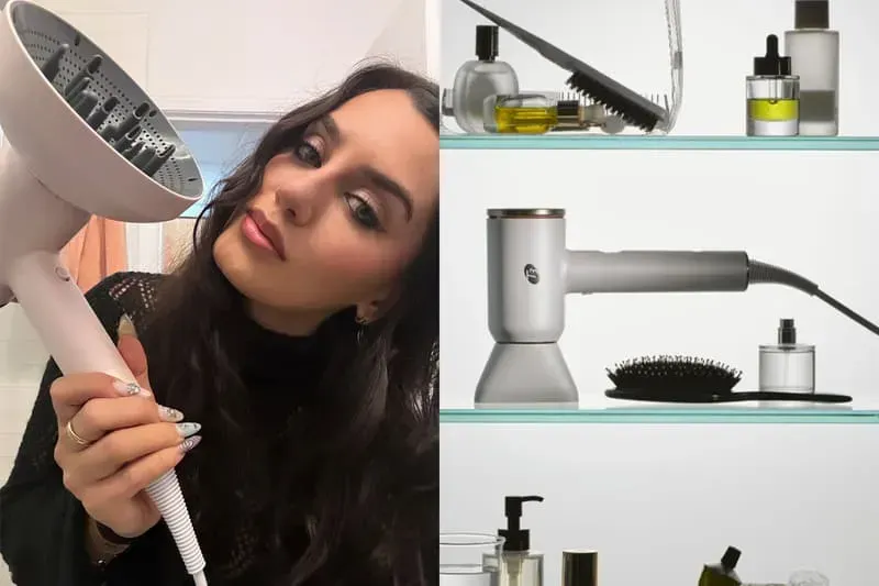 A shared hair dryer being used in a public space