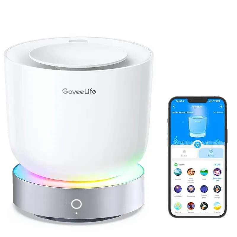 A smart aroma diffuser with scent scheduling feature