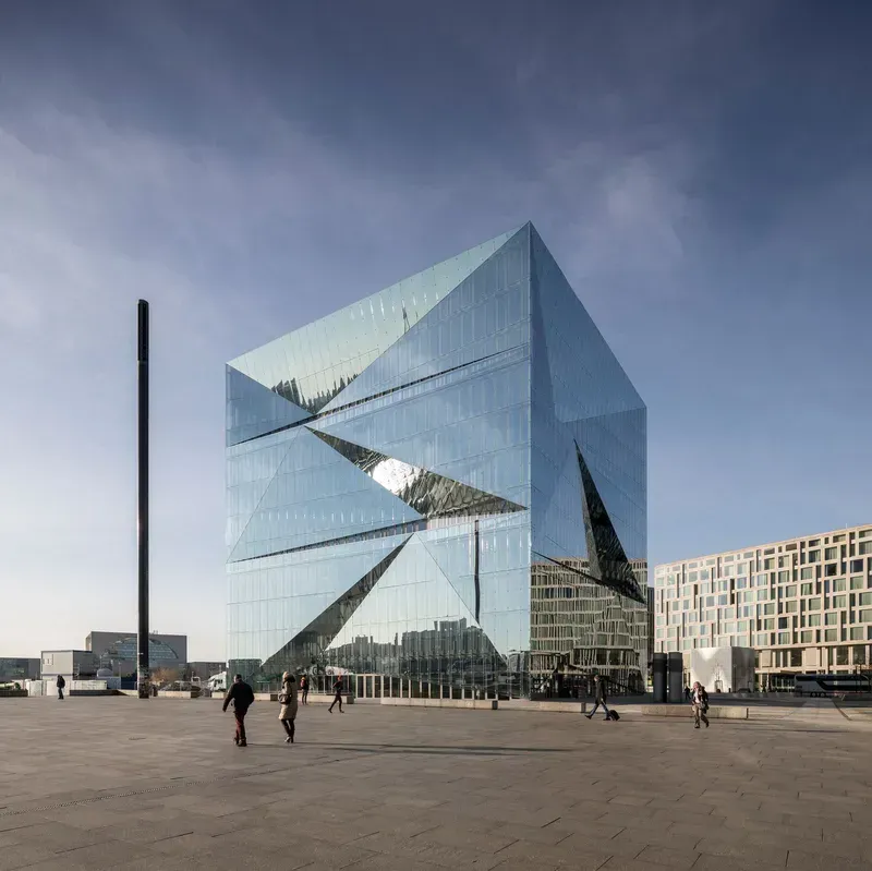 Exterior view of a modern smart office building